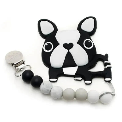 Loulou Lollipop Pacifier Clip & Teether Set - Boston Terrier Image 1