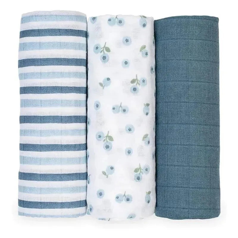 Lulujo - 3Pk Blueberries Muslin Receiving Blankets Image 1