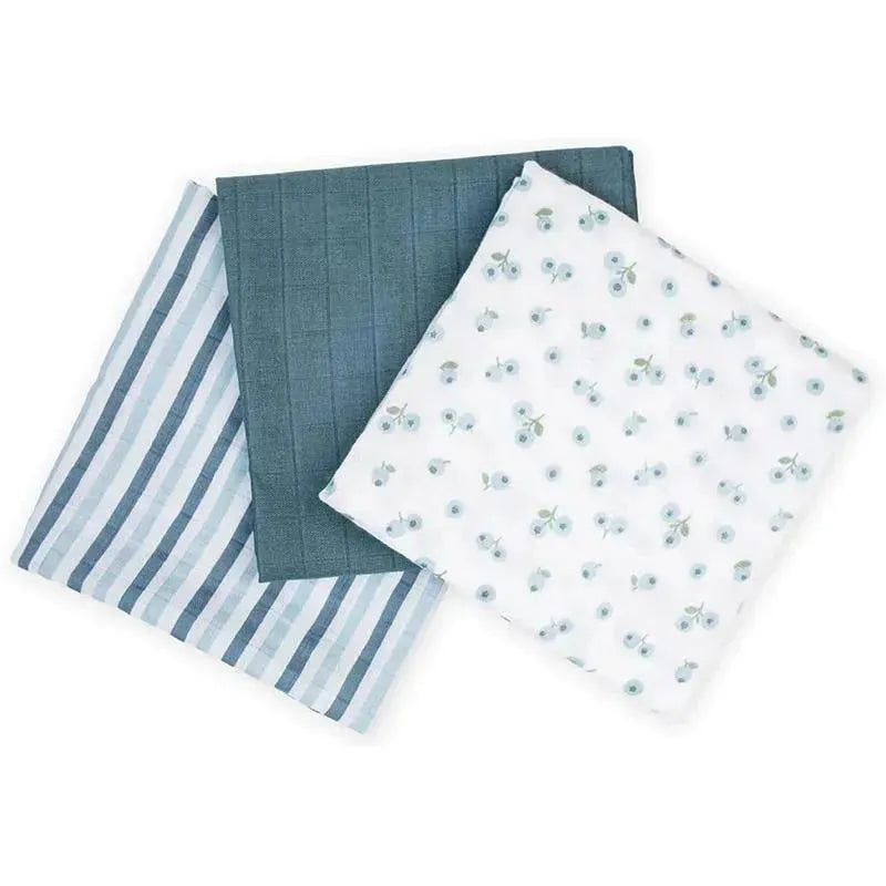 Lulujo - 3Pk Blueberries Muslin Receiving Blankets Image 4