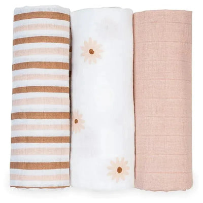Lulujo - 3Pk Daisies Muslin Receiving Blankets  Image 1