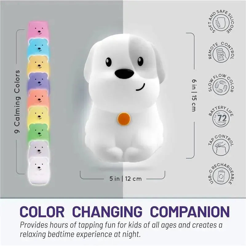 LumieWorld - Lumipets Rechargeable Night Light for Kids, Silicone Nursery Light, Puppy Image 9