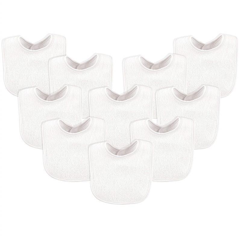 Luvable Friends 10 Piece Baby Bibs, White  Image 1