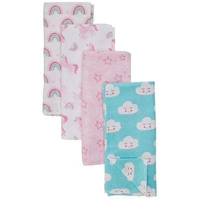 Luvable Friends - 4Pk Baby Cotton Flannel Burp Cloths, Rainbow Image 1