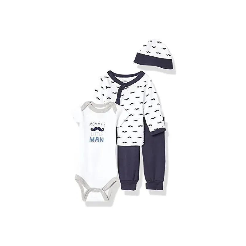 Luvable Friends - 4Pk Mustache Baby Boy Cotton Preemie Layette Set Image 1