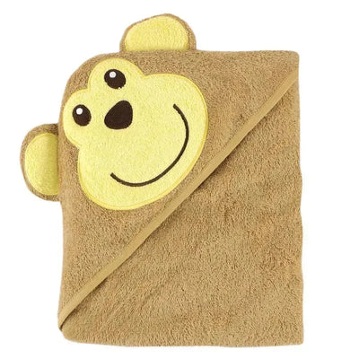 Luvable Friends Animal Face Hooded Towel Woven Terry, Monkey Image 1