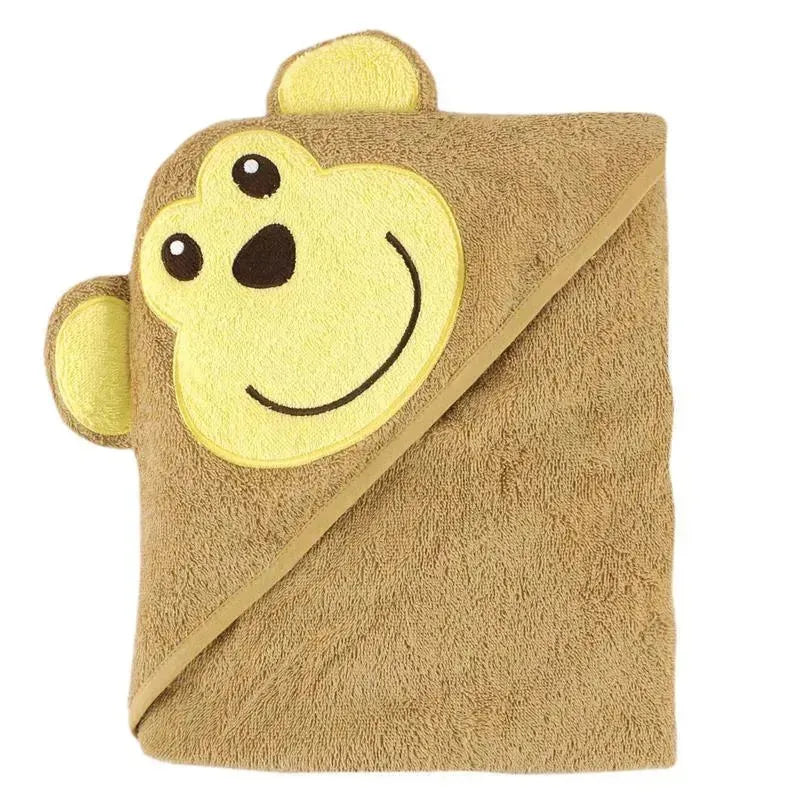 Luvable Friends Animal Face Hooded Towel Woven Terry, Monkey Image 1