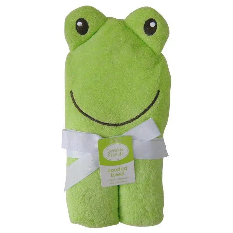 Luvable Friends Animal Face Hooded Woven Terry Baby Towel, Frog Image 2