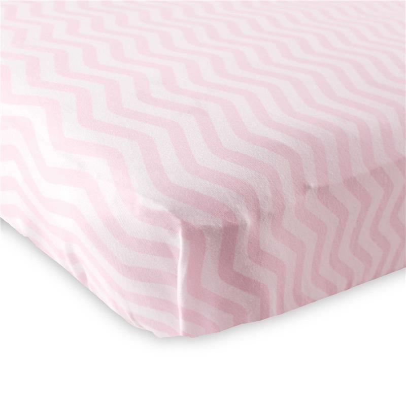 Luvable Friends - Pink Chevron Unisex Baby Fitted Crib Sheet Image 1