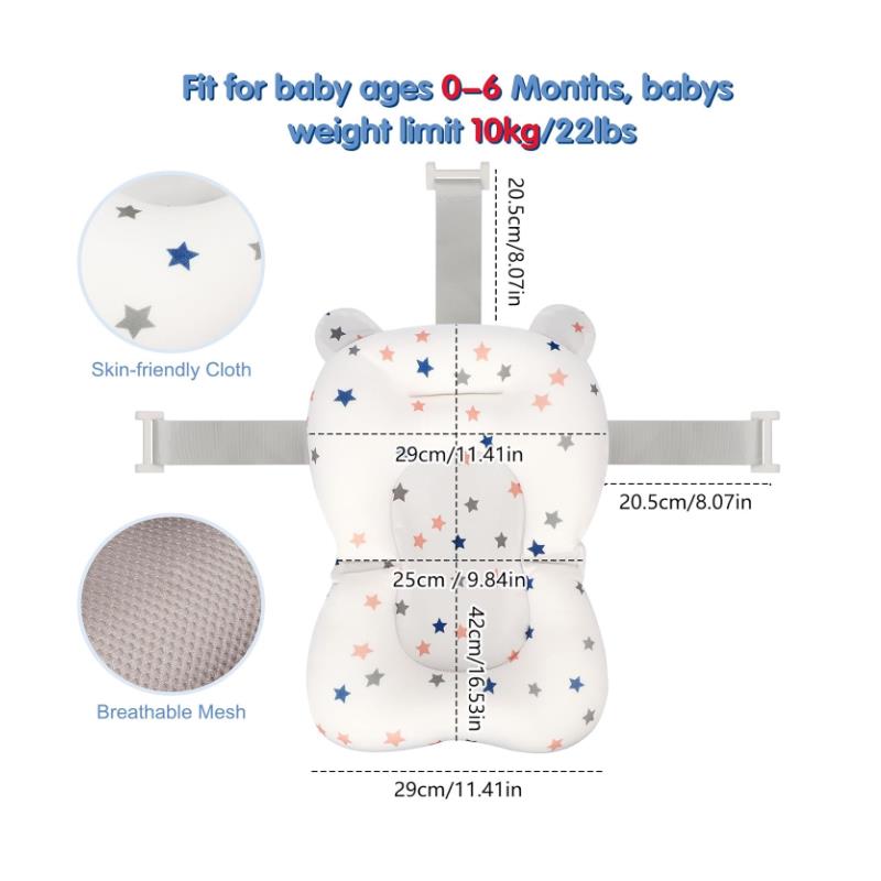 Macrobaby - Breathable Bath Net – Blue Star | Soft & Adjustable Baby Bath Seat Image 2