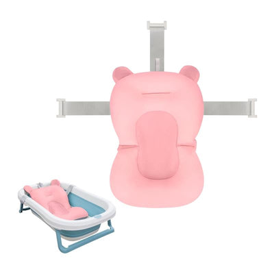 Macrobaby - Breathable Bath Net – Pink Bear | Soft & Adjustable Baby Bath Seat Image 1