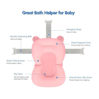 Macrobaby - Breathable Bath Net – Pink Bear | Soft & Adjustable Baby Bath Seat Image 2
