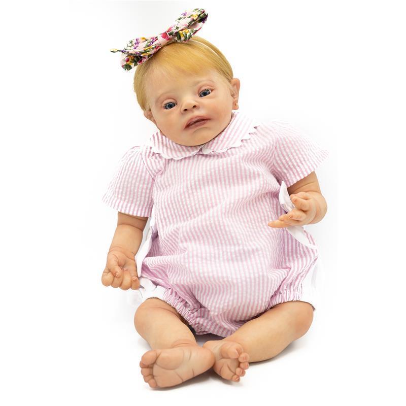 Macrobaby Down Syndrome Reborn Doll White Vinyl Girl - Pebbles (Blonder hair / Blue eyes).