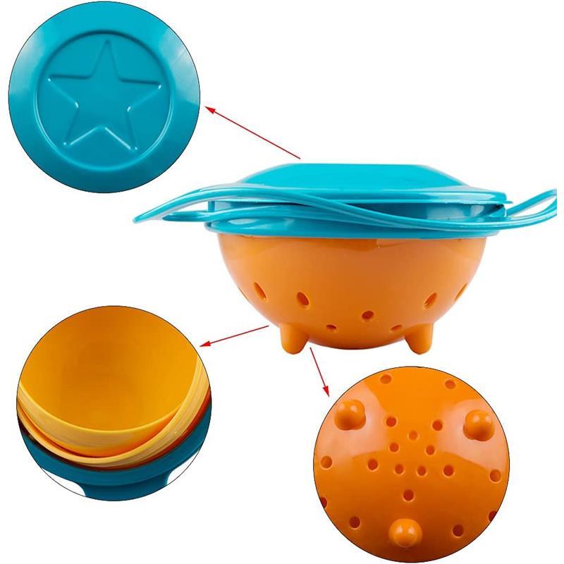 Macrobaby - Magic Gyro Bowl 360 Degree Rotate Spill-Proof Bowls with Lid Image 4