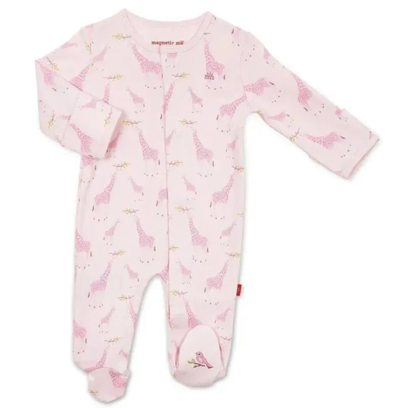 Magnetic Me - Pink Jolie Giraffe Organic Cotton Footie Image 1