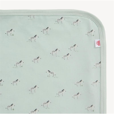 Teal Modal Blanket featuring a playful zebra pattern, ideal for infants and toddlers. One Size.