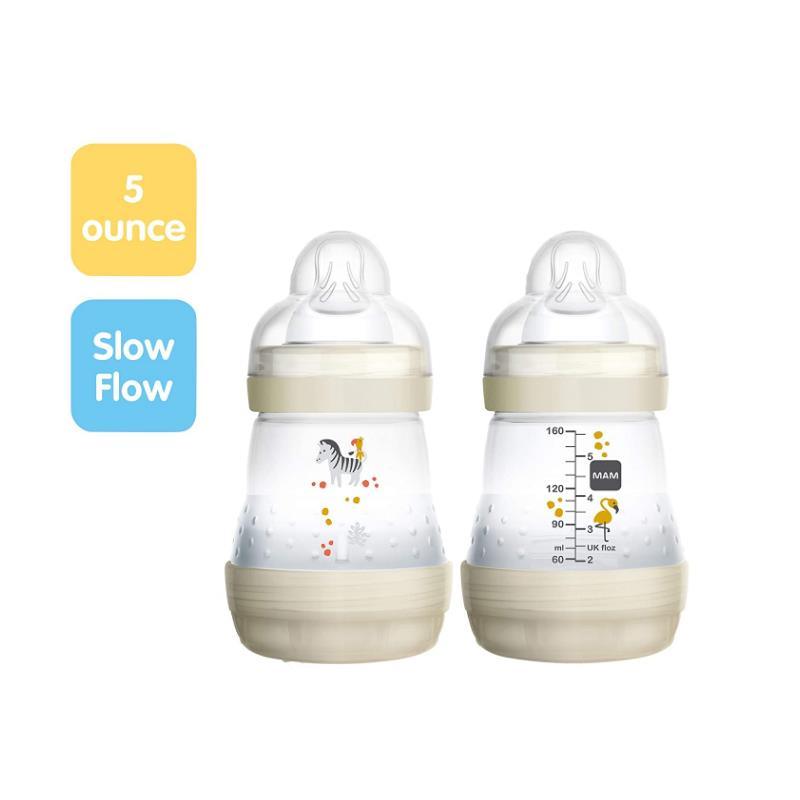 Mam - 2Pk Anti-Colic Baby Bottles 5Oz Slow Flow, Unisex White Image 2