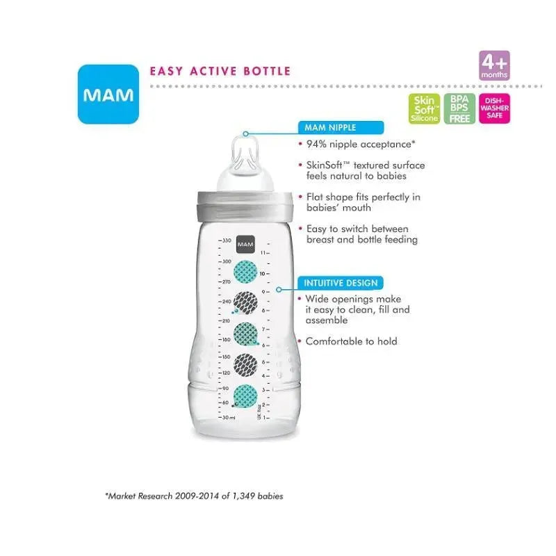Mam 2-Pack Baby Bottles 11Oz - Blue Image 7