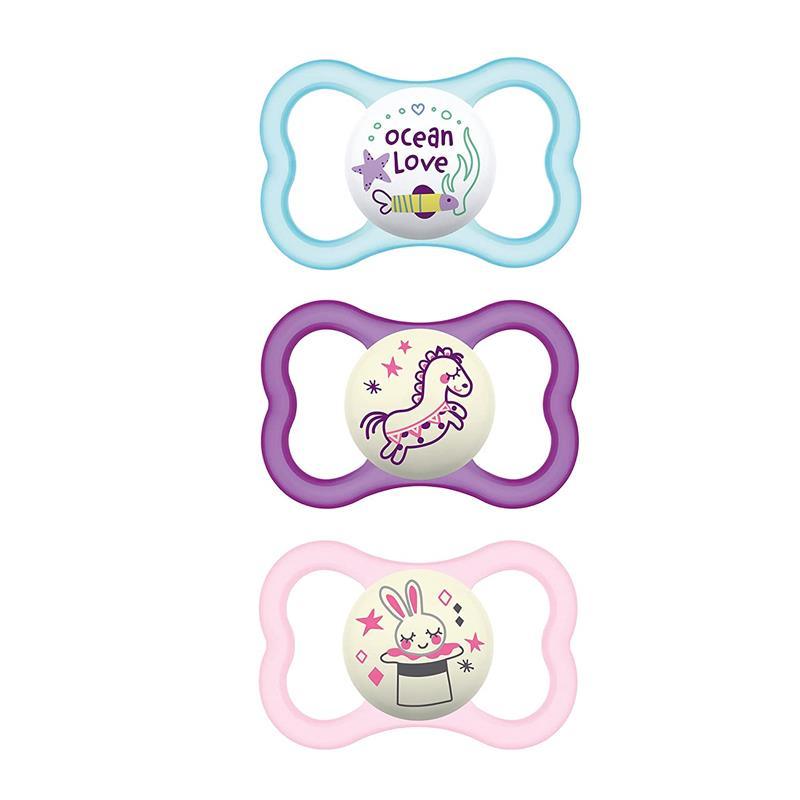 Mam - 3Pk Girl Air Night & Day Pacifiers, 16M+ Image 1