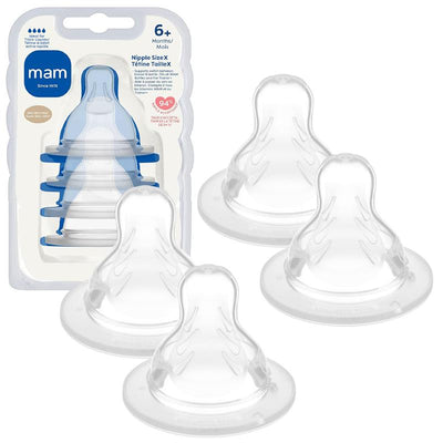 MAM 4Pk Baby Bottle Nipples Extra Fast Flow Size 4, 6M Image 1