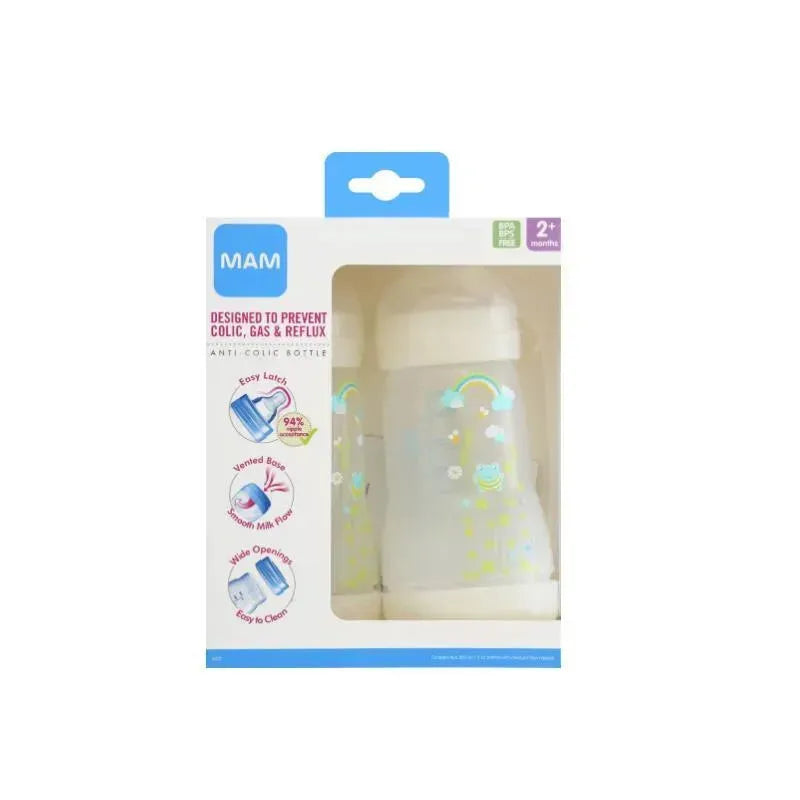 Mam - 2Pk Anti-Colic Baby Bottles 9 Oz Medium Flow (Colors May Vary) Image 3