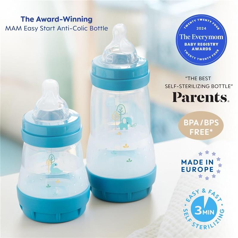 Mam - 2Pk Baby Bottles Anti Colic 9 Oz, White, 2M+ Image 8