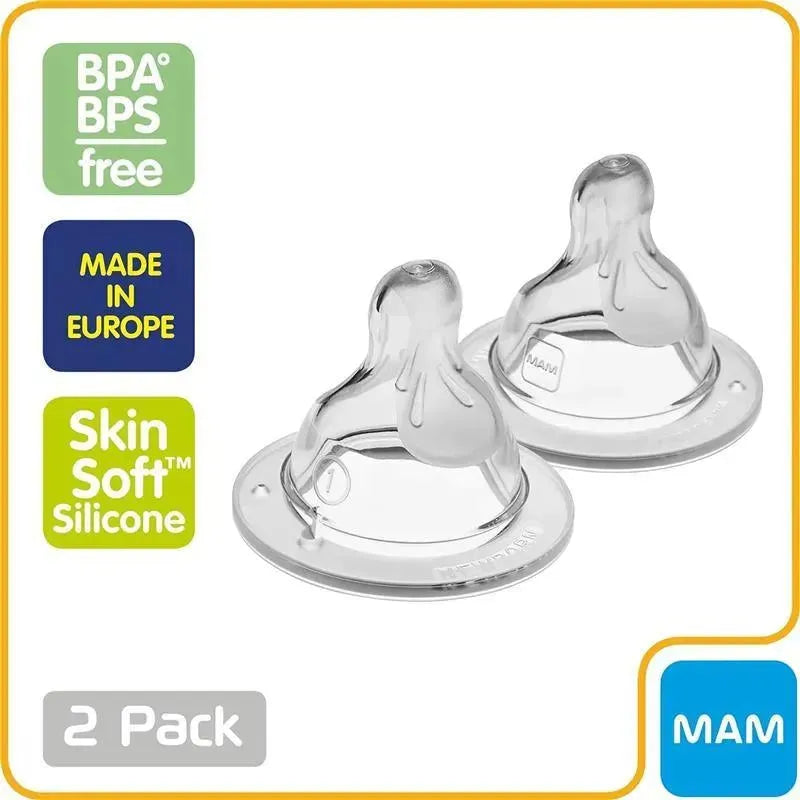 MAM - Bottle Nipples Slow Flow, for Newborns and Older, Fits All MAM Bottles, 3 Pack Image 3