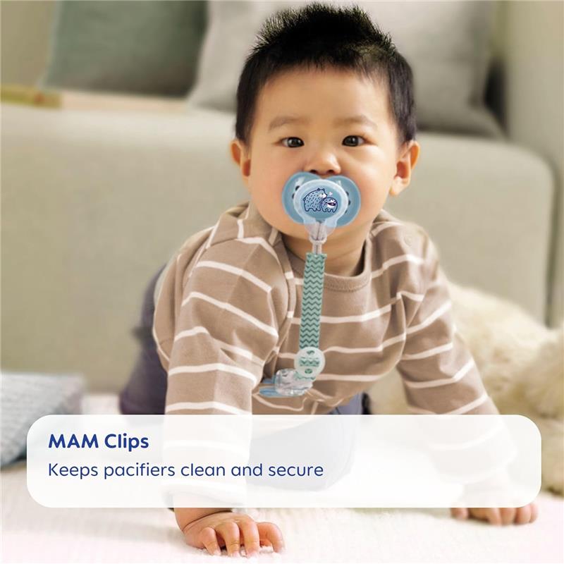 Mam - 2Pk Clips for Pacifiers with Fasteners and Flexible Rings Boys, Designs May Vary Image 5