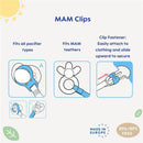 Mam - 2Pk Clips for Pacifiers with Fasteners and Flexible Rings Boys, Designs May Vary Image 6