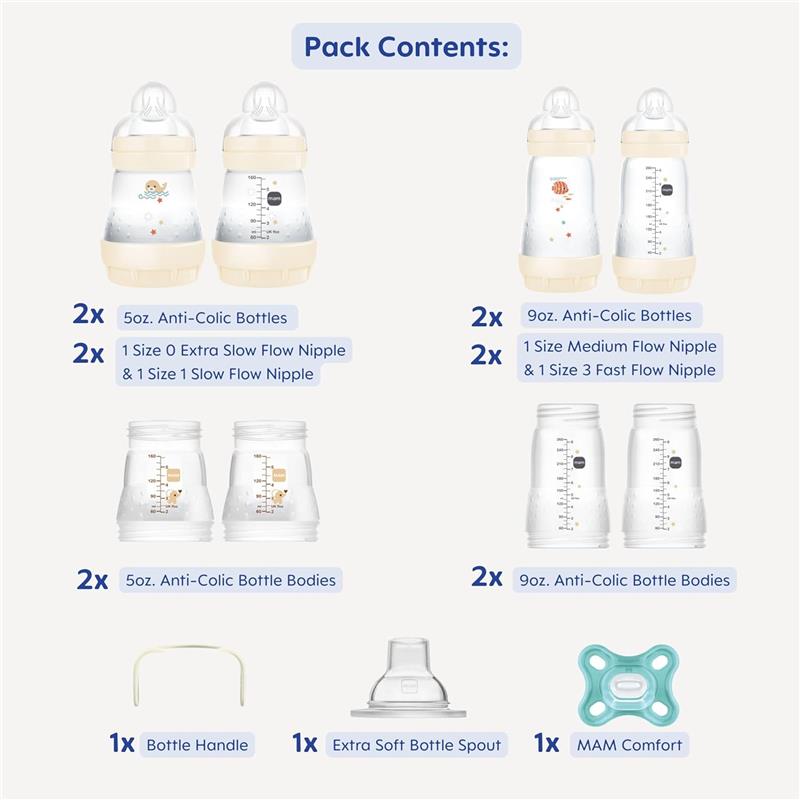 Mam - 15Pk Grow with Baby Gift Set Anti-Colic Bottles & Silicone Nipples SkinSoft Image 8