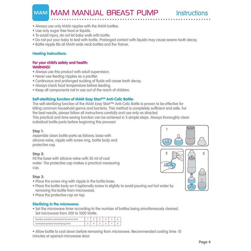 Mam Manual Breast Pump, Portable Breast Pump With Easy Start Anti-Colic Baby Bottle, Includes 2 Bottle Nipples, Unisex Image 3
