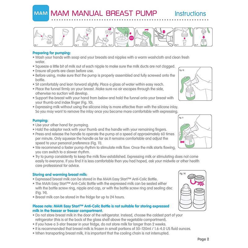 Mam Manual Breast Pump, Portable Breast Pump With Easy Start Anti-Colic Baby Bottle, Includes 2 Bottle Nipples, Unisex Image 7