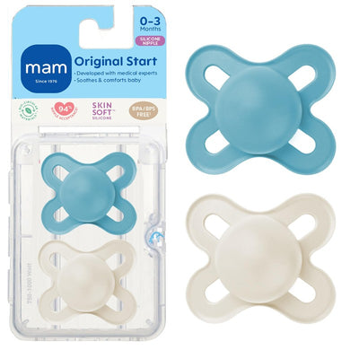 MAM Original Start Matte Baby Pacifiers 0-3 Mths, BPA-Free Skin Soft Silicone Nipple, Developed with Medical Experts Specially for Smaller Newborn  Image 1