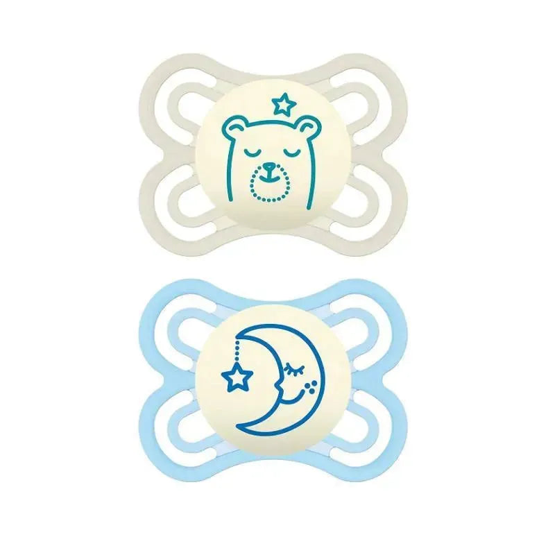 MAM's 2-Pack 0-6 months Perfect Night Pacifiers - Blue Image 1