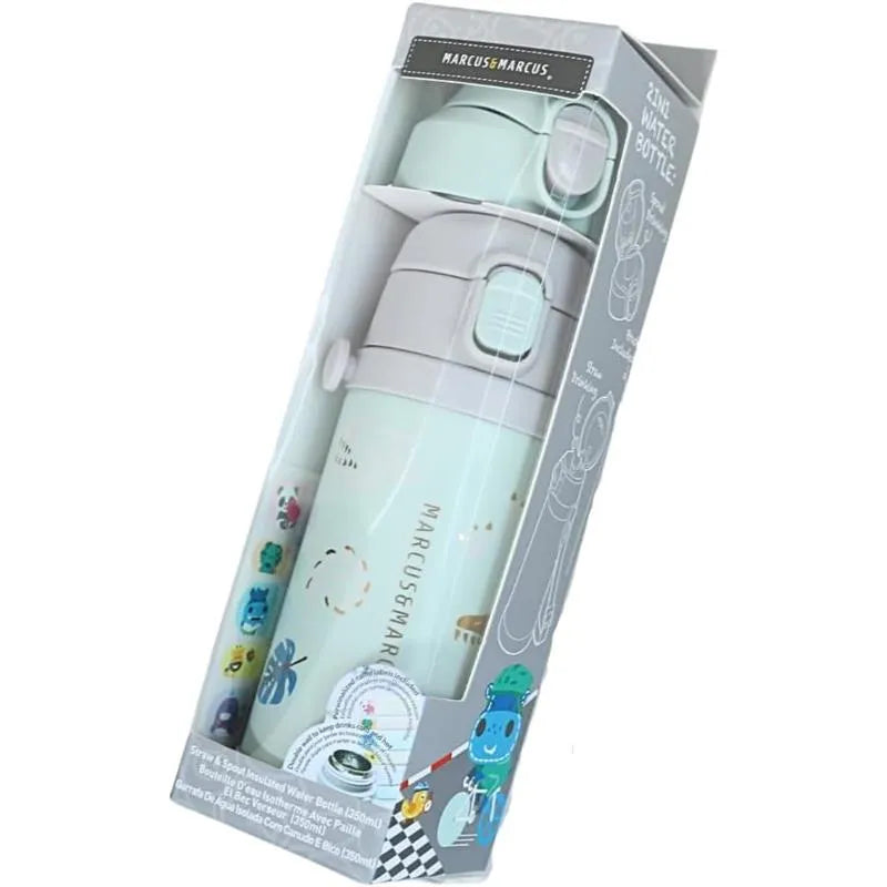Marcus & Marcus - Straw & Spout Insulated Water Bottle, Olive Green Image 2