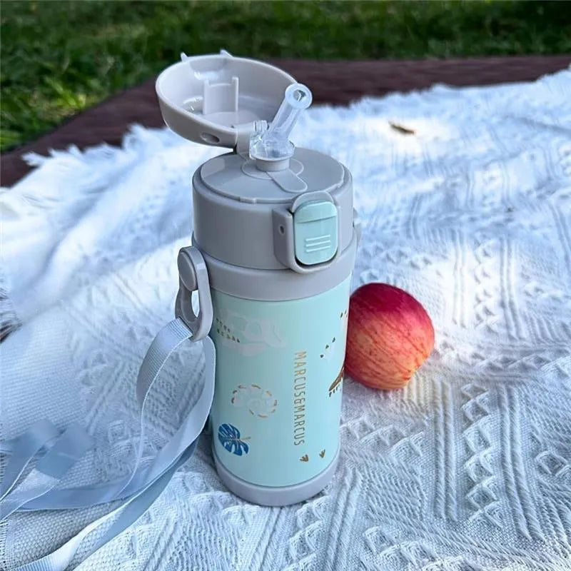 Marcus & Marcus - Straw & Spout Insulated Water Bottle, Olive Green Image 3