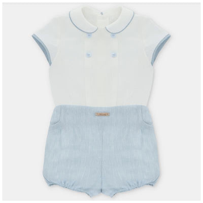 Martin Aranda Baby Boy Set Shirt & Bloomer Victoria, Beige Mix Image 1
