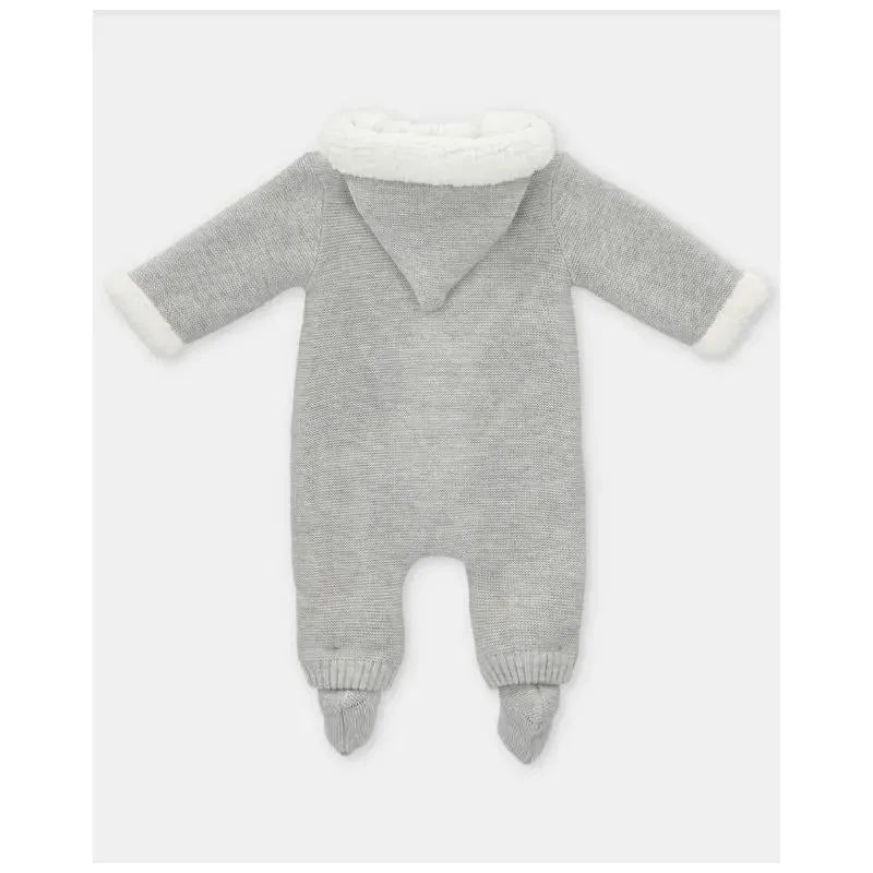 Martin Aranda - Baby Boy Sweater Knit Lined Pramsuit With Removable Feet Glace, Light Blue Image 2