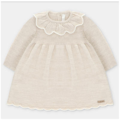 Martin Aranda - Baby Girl Draylon Knitted Dress Liverpool Beige Image 1