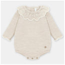 Martin Aranda - Baby Girl Draylon Short Knit Romper Liverpool, Beige Image 1