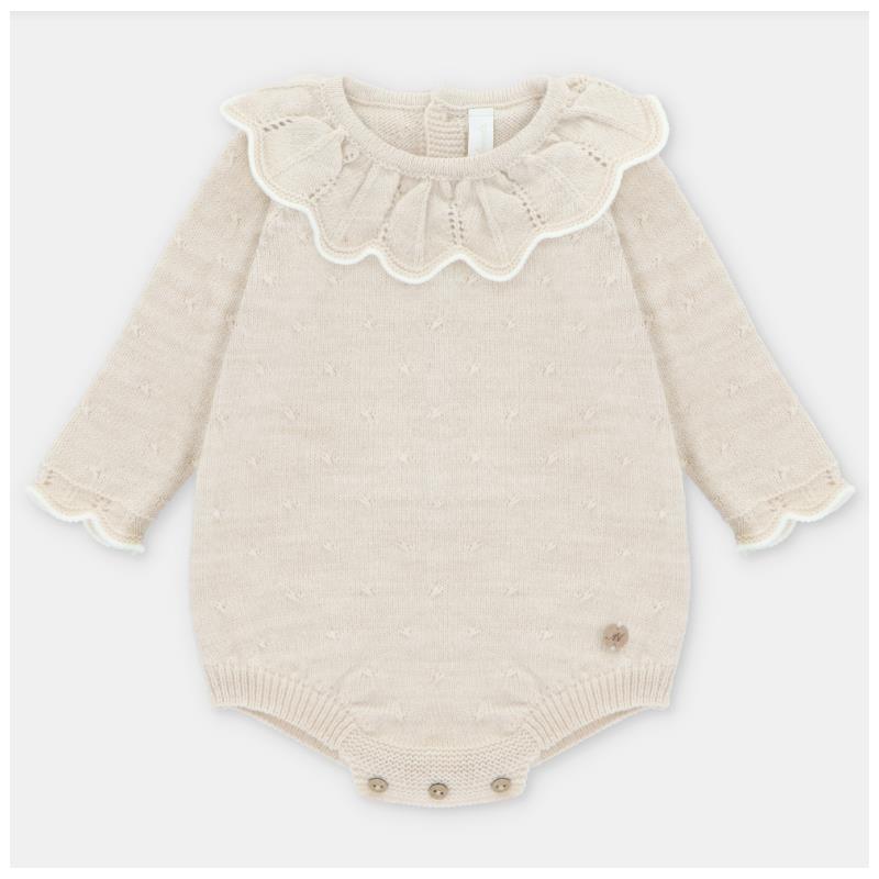 Martin Aranda - Baby Girl Draylon Short Knit Romper Liverpool, Beige Image 1