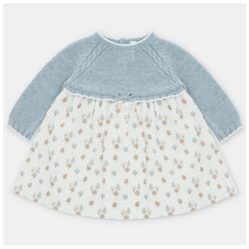 Martin Aranda - Baby Girl Knit/Woven Mix Dress Sheffield Blue Grey Image 1