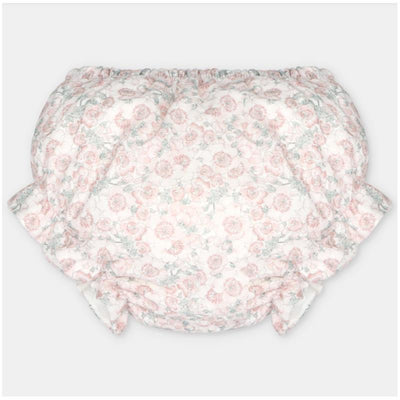 Martin Aranda bloomer in woven fabric featuring a floral pattern in pastel colors with gathered elastic edges.