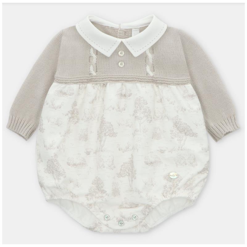 Martin Aranda - Knit & Woven Short Romper Newport, Stone Image 1