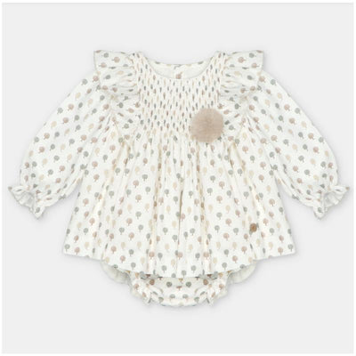 Martin Aranda Set Dress & Bloomer In Woven Fabric, Aller Beige