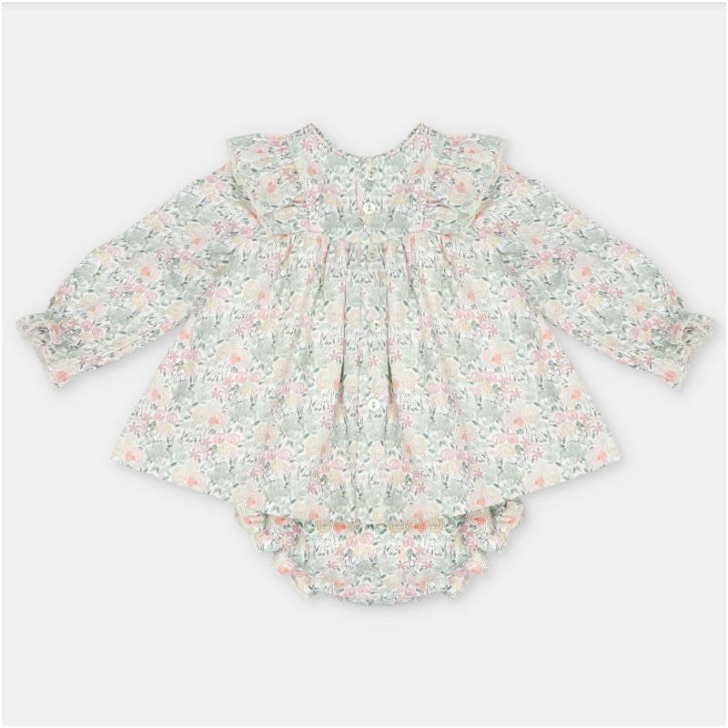 Martin Aranda Set Dress & Bloomer In Woven Fabric, Pravia Green