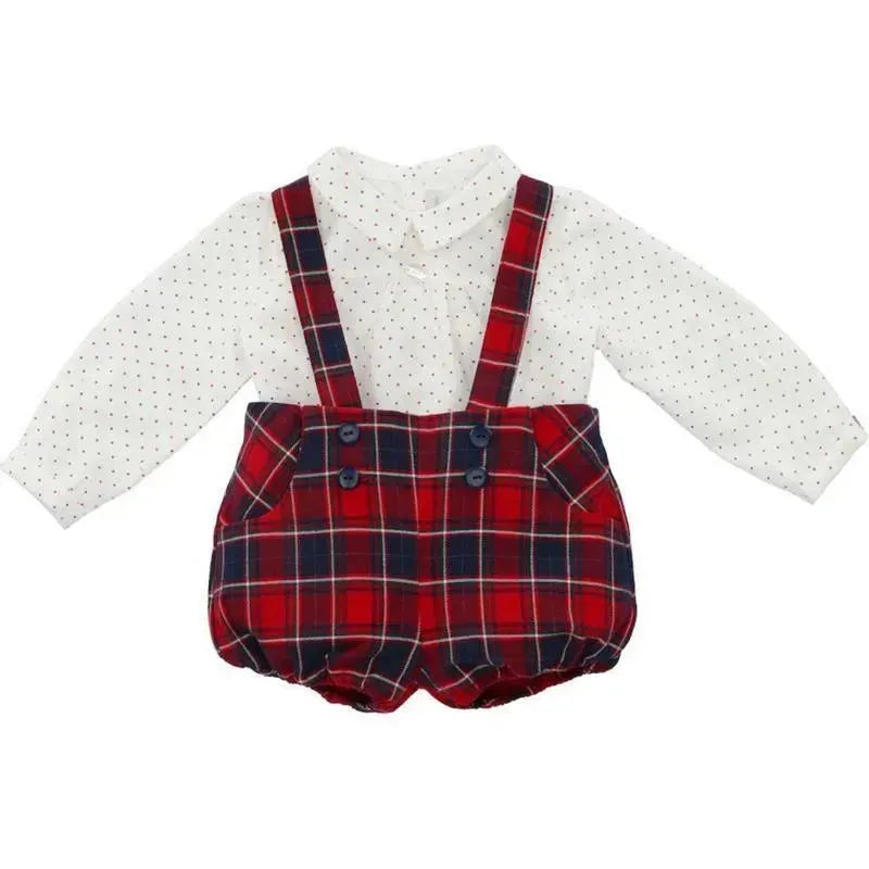 Martin Aranda - Set Shirt & Bloomer Woven Boy Natale, Red/White Image 1