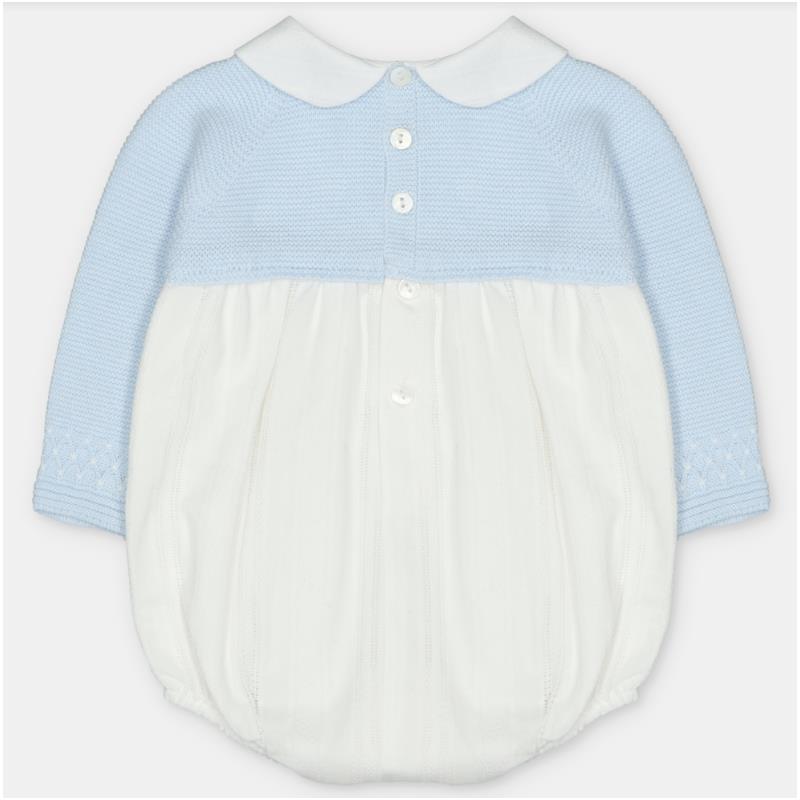 Martin Aranda Short Romper In Sweater Knit & Fabric Mix, Boal Light Blue