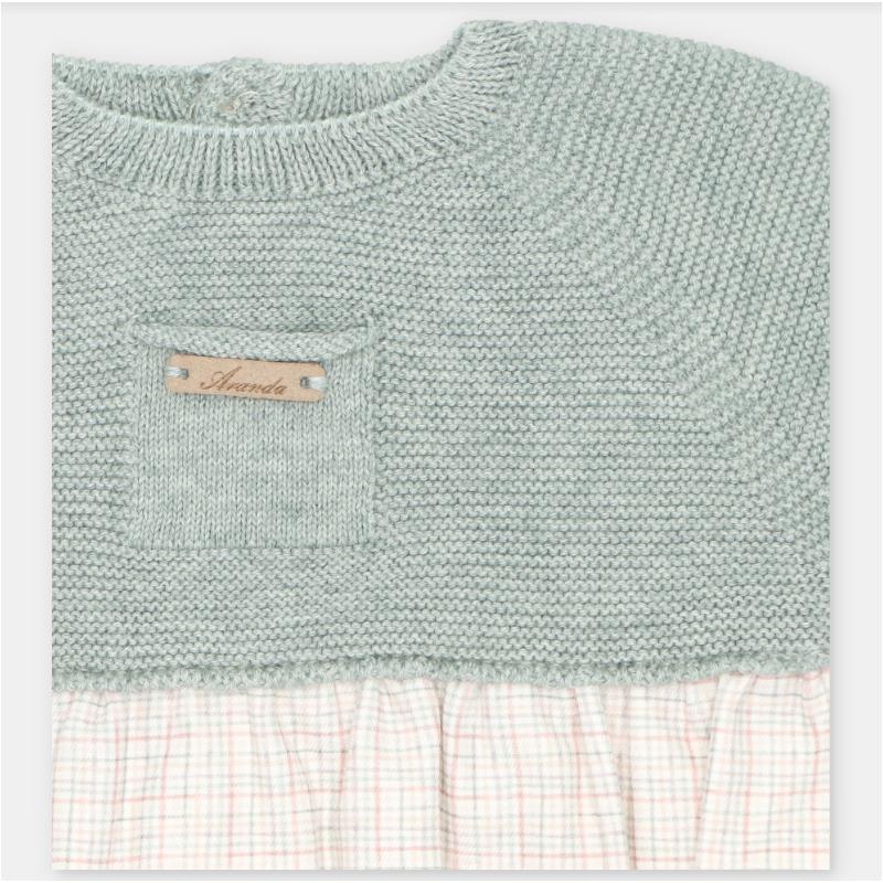 Martin Aranda Short Romper In Sweater Knit & Fabric Mix, Pravia Sage