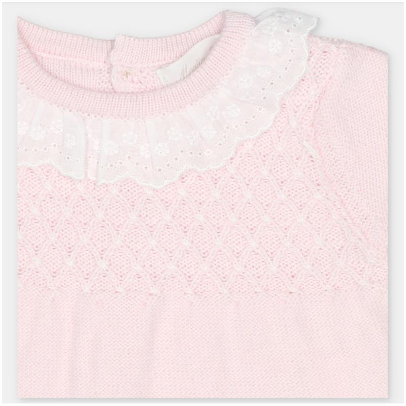 Martin Aranda Top, Leggings With Feet & Bonnet In Sweater Knit Cotton Set Blend, Boal Baby Pink