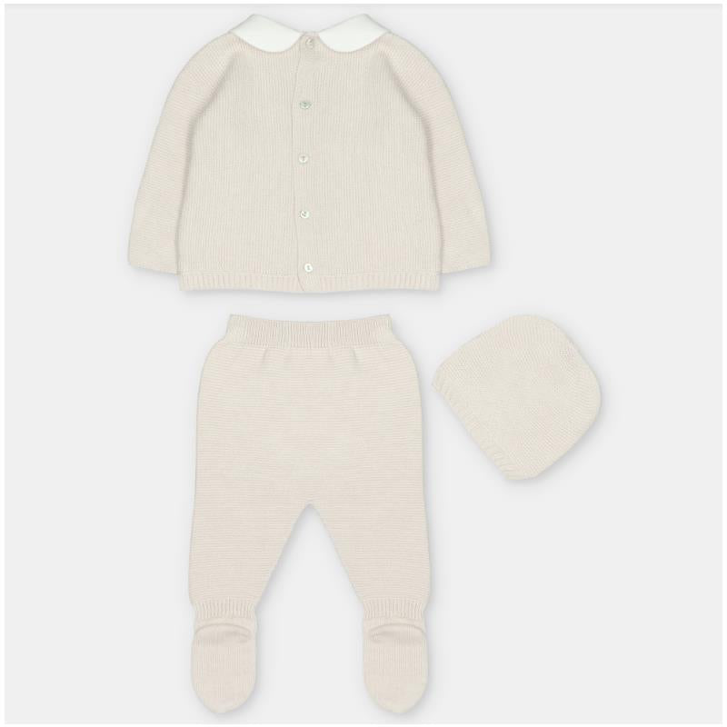 Martin Aranda Top, Leggings With Feet & Hat In Sweater Knit Cotton Set Blend, Aller Beige